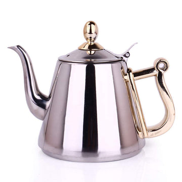 Stainless Steel Teapot with Gold Handle