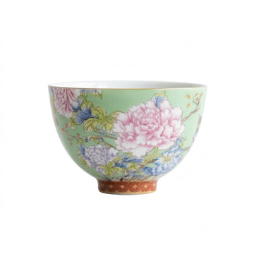 Kiyorae Floral Ceramic Tea Cup Hand-Painted Peony Matcha Bowl