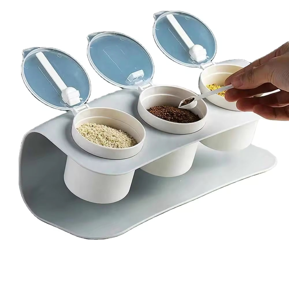 3-Compartment Spice Box with Spoons