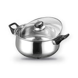 12 Piece Stainless Steel Cookware Set Saucepan Pan Casserole Pots Glass Lids