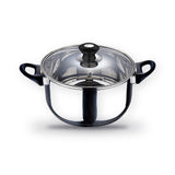 12 Piece Stainless Steel Cookware Set Saucepan Pan Casserole Pots Glass Lids