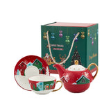 Festive Gold Rim Christmas Cup Set