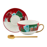 Festive Gold Rim Christmas Cup Set