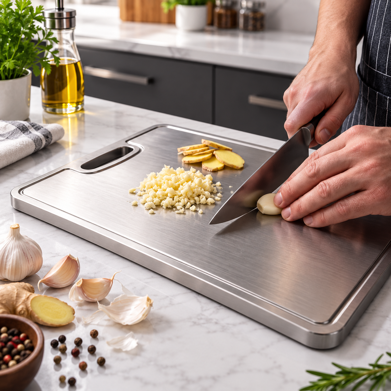 Premium Titanium Cutting Board, Double-Sided Antibacterial & Mold-Resistant Kitchen Chopping Board