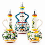 Embossed Ceramic Olive Oil & Vinegar Dispenser