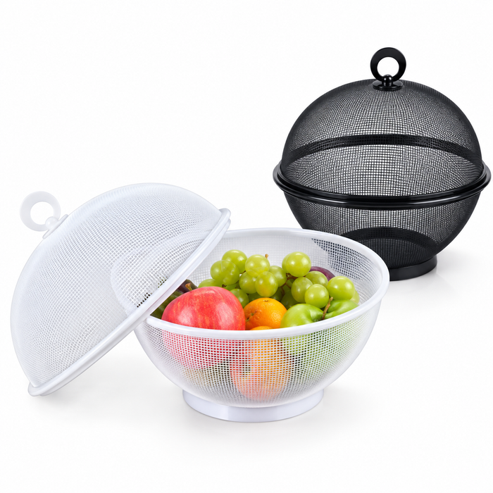 Stainless Steel Fruit Basket with Mesh Lid
