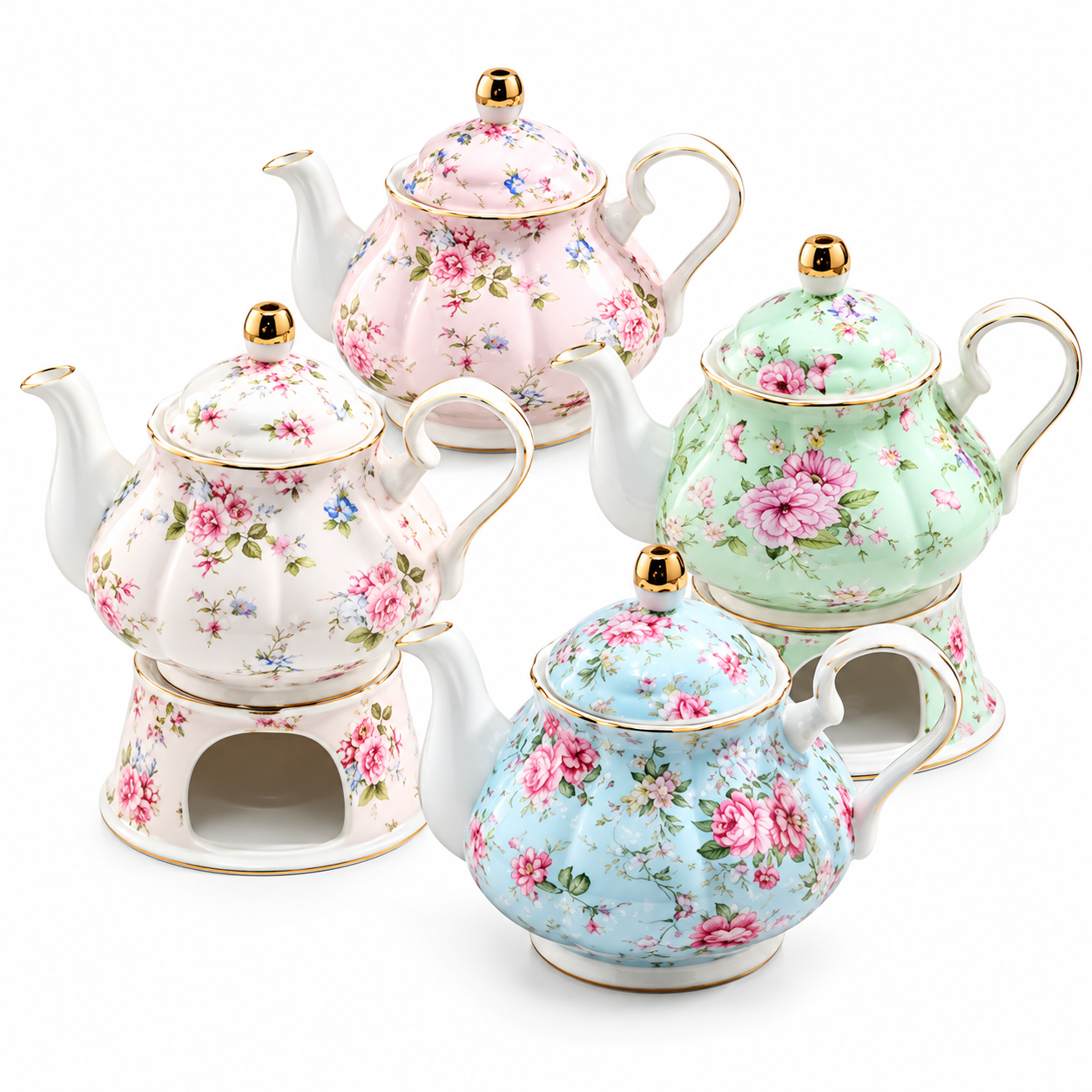 400ML British Style Porcelain Teapot Warmer Set