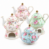 400ML British Style Porcelain Teapot Warmer Set