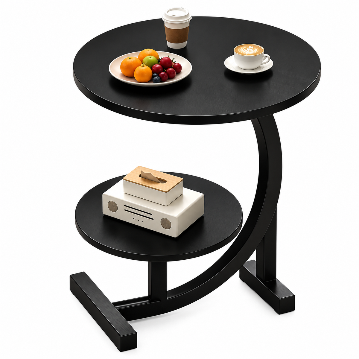 Modern C-Shaped Side Table for Sofa, Bed & Living Room