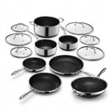 13-Piece Hybrid Stainless Steel Cookware Set with Tempered Glass Lids