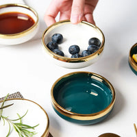 Luxury Ceramic Dinnerware Set Modern Plates, Bowls, Cups & Saucers with Gold Rim