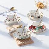 Festive Gold Rim Christmas Cup Set