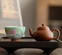Kiyorae Floral Ceramic Tea Cup Hand-Painted Peony Matcha Bowl