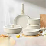 Detachable Non-Stick Cookware Set with Removable Handle Space-Saving Kitchen Pots & Pans