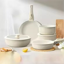 Detachable Non-Stick Cookware Set with Removable Handle Space-Saving Kitchen Pots & Pans