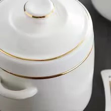 Ceramic Soup Bowl Set with Lid & Spoon Heat-Resistant Food Storage Bowls