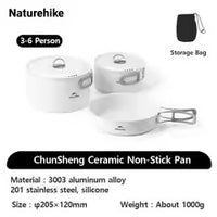 Naturehike Camping Cookware Set Lightweight Non-Stick Pots, Pan & Kettle for Outdoor Cooking
