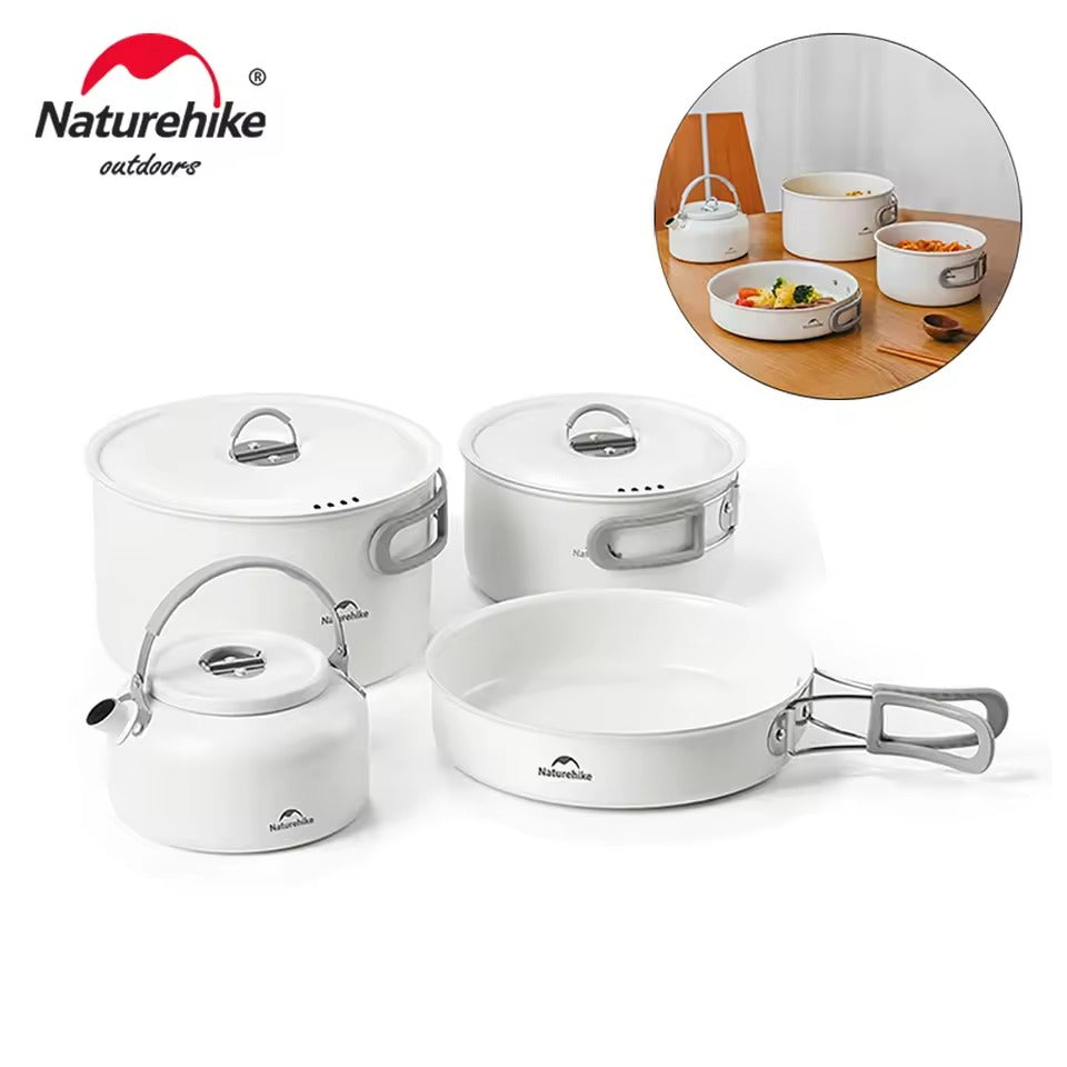 Naturehike Camping Cookware Set Lightweight Non-Stick Pots, Pan & Kettle for Outdoor Cooking