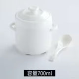 Ceramic Soup Bowl Set with Lid & Spoon Heat-Resistant Food Storage Bowls