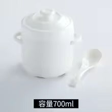 Ceramic Soup Bowl Set with Lid & Spoon Heat-Resistant Food Storage Bowls
