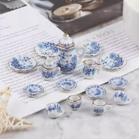 Luxury Floral Porcelain Tea Set Vintage Tea Cups, Teapot & Serving Plates with Gold Trim