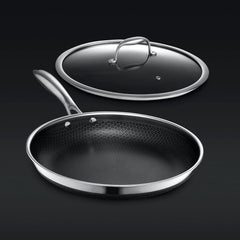13-Piece Hybrid Stainless Steel Cookware Set with Tempered Glass Lids