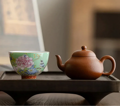 Kiyorae Floral Ceramic Tea Cup Hand-Painted Peony Matcha Bowl