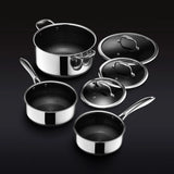 13-Piece Hybrid Stainless Steel Cookware Set with Tempered Glass Lids