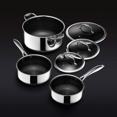 13-Piece Hybrid Stainless Steel Cookware Set with Tempered Glass Lids