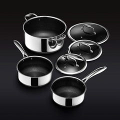 13-Piece Hybrid Stainless Steel Cookware Set with Tempered Glass Lids