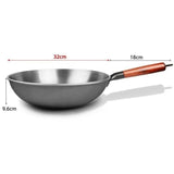 Stainless Steel Wok Pan With Wooden Handle