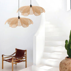 Japanese Wabi-Sabi Rattan Petal Pendant Light