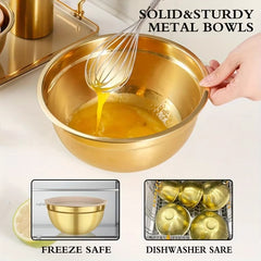 10-Piece Gold Stainless Steel Mixing Bowl Set