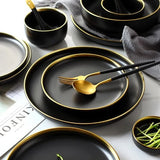 Blue Ceramic Dinnerware Set With Bowl Spoon Cup & Chopsticks