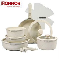 17-Piece Non-Stick Cookware Set with Removable Handles