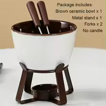 Ceramic Chocolate Fondue Set with Forks
