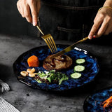 Blue Ceramic Dinnerware Set With Plates & Bowls