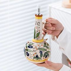 Embossed Ceramic Olive Oil & Vinegar Dispenser