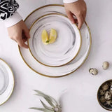 Marble Design Ceramic Dinnerware Set With Gold Trim