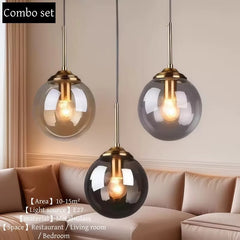 Modern Nordic LED Glass Pendant Light – Minimalist Metal Hanging Lamp