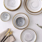 Marble Design Ceramic Dinnerware Set With Gold Trim