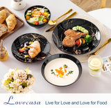 16-Piece Marble Ceramic Dinnerware Set Luxury Plates & Bowls with Gold Pattern