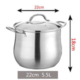 Stainless Steel Cooking Pot With Glass Lid 5.5L