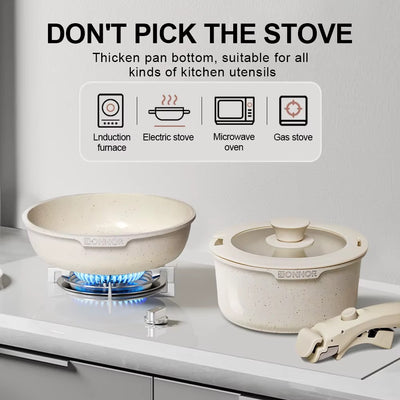 17-Piece Non-Stick Cookware Set with Removable Handles