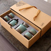 Vintage Green Pottery Tea Set with Teapot & 4 Cups