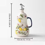 Embossed Ceramic Olive Oil & Vinegar Dispenser