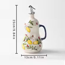Embossed Ceramic Olive Oil & Vinegar Dispenser