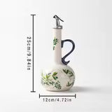 Embossed Ceramic Olive Oil & Vinegar Dispenser