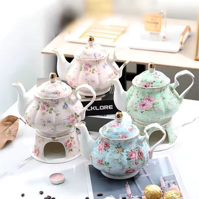400ML British Style Porcelain Teapot Warmer Set