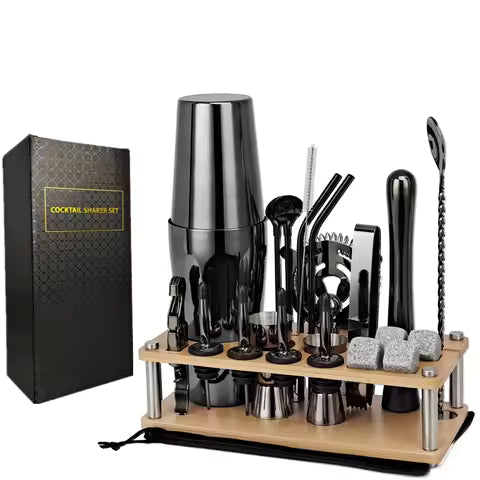 8-Piece Matte Black Cocktail Shaker & Bar Tool Set